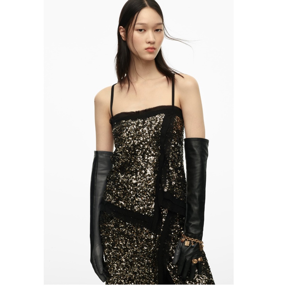 NWT Zara Limited Edition Black Leather Gloves Long - Picture 4 of 7